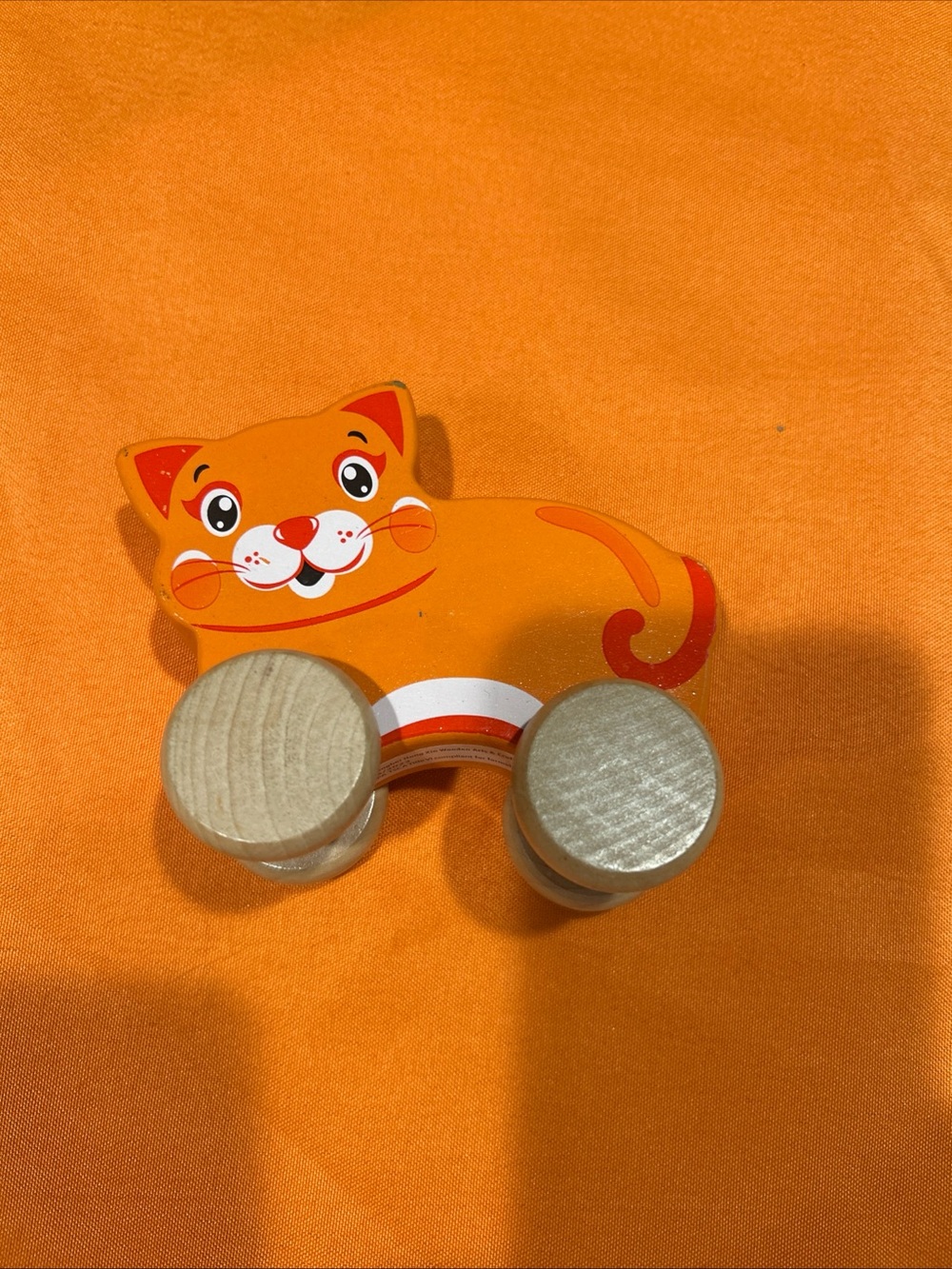 Wooden Kitty Cat Toddler Rolling Toy Educational Learning A6